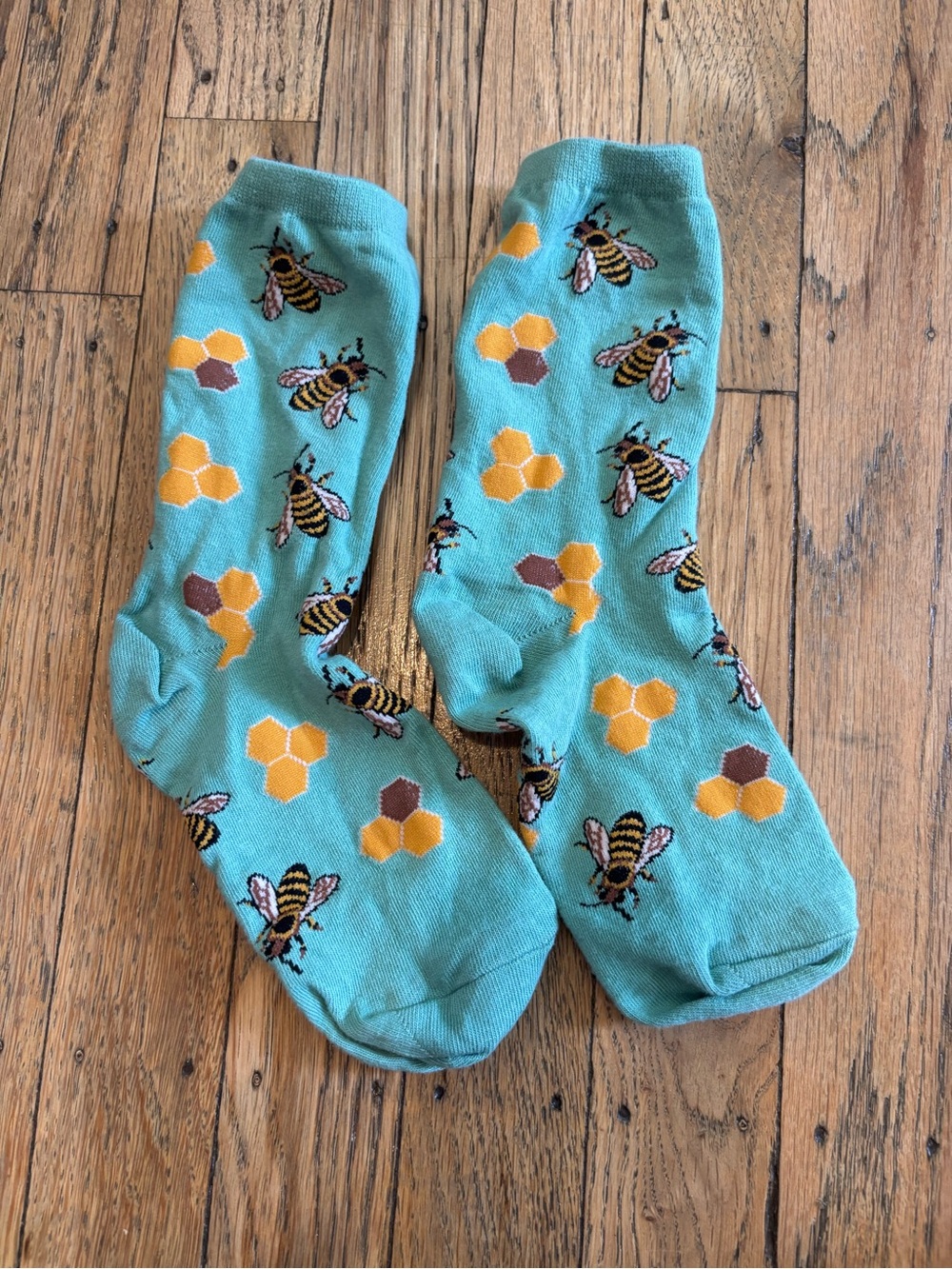 Men's Turquoise Bee Crew Socks